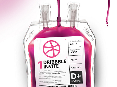 1 Invite dribbble dribbble invite invitation invite pink