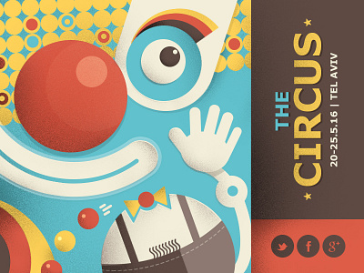 Welcome to the circus banner character circus clown illustration poster retroo