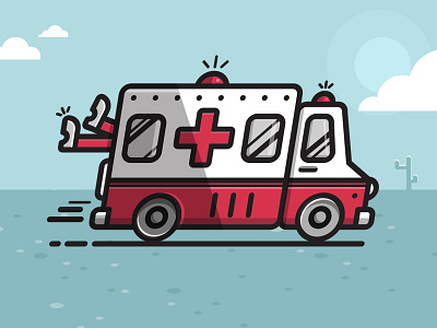 Break a leg ambulance car illustration