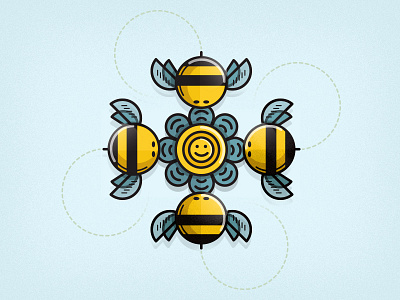 B2B bee flower illustration