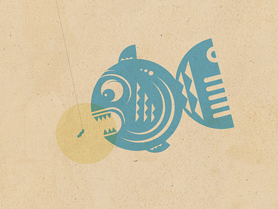 Fishing fish illustration