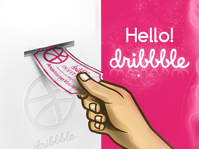 Hello dribbble ! designer dribbble first hello invite joining logo thanks