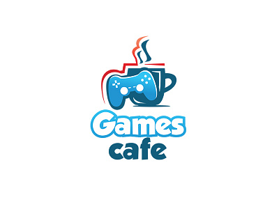 Gaming Cafe Logo cafe coffee controller cup games gaming playful