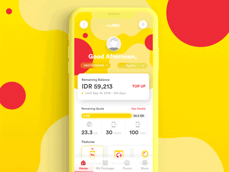 UI Motion for Remaining Quota abstract animation apps design indosat ooredoo micro interaction mobile app ui design ui motion uiux user interface