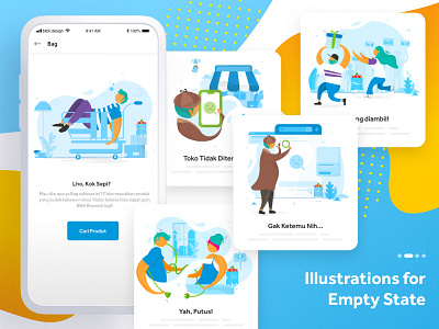 Empty State Illustrations for Blibli blibli character colorful design empty state illustration sketch ui ui design uiux vector visual