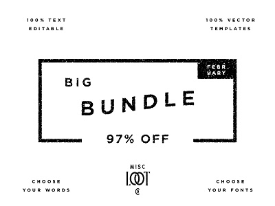 Big Bundle 97% Off!!! (that's almost free) adobe bundle creative market custom font illustrator logo template type ui ux vector