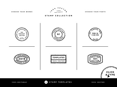 Stamp Collection adobe creative market custom design font grunge illustrator ink mail postage product stamp stamps template texture type vector
