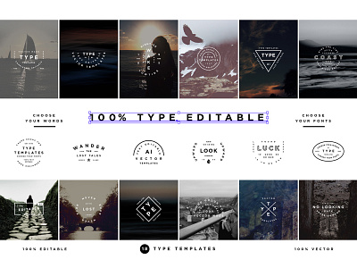 100% Editable Type Templates adobe creative market custom design design studio font fonts illustrator product template type typography vector