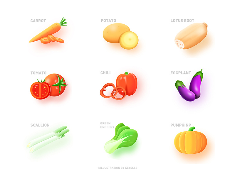 Collection of vegetables by keyssss on Dribbble