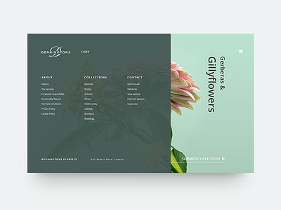 Menu — Flowershop flat design minimal photography ui design user interface