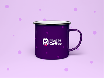 Meshki Coffee cafe character coffee design logo logotype minimal mug mug design purple