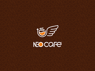 NEO CAFE branding brown cafe cafe logo coffee cup design logo logotype wings