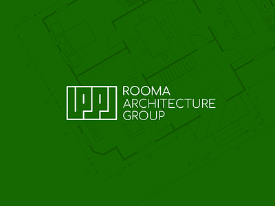 ROOMA architecture branding design green logo logotype map minimal
