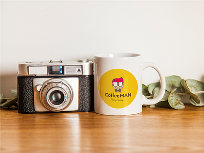 Coffee MAN branding cafe character coffee cup design logo logotype man minimal yellow