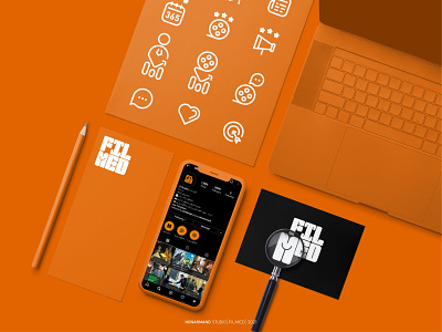 FILMED logo design app branding design filme icon logo logotype minimal orange social media typography ui