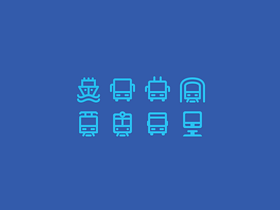 Public transport icons boat bus intercity metro monorail public tram transportation trolley underground van