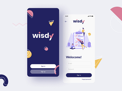 Wisdy Sign in app app design assessment blurred design education logo mobile ui ux