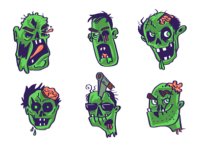 Zombies art bangalore character design concept art design digitalart green head illustration procreate procreate art sketch ui zombies