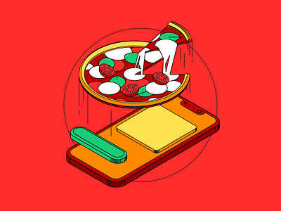 pizza isometric drawing