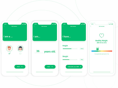 Daily UI 004- BMI Calculator app clean design flat illustration illustrator ui ux vector