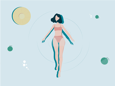 Summer - Swimming Illustration clean illustration illustrator minimal vector web website