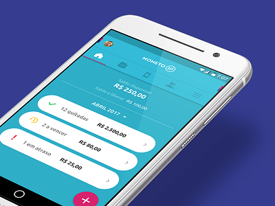 Moneto 2.0 app blue dashboard design inspiration material design mobile