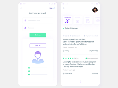 app upwork app dashboard design mobile ui upwork white work