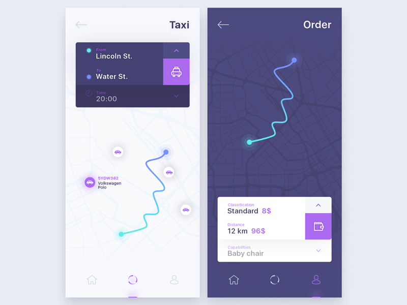 app taxi by Denis Vavilov on Dribbble