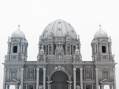 Berlin Cathedral 3D model 3d architecture berlin building cathedral detail model old rendering
