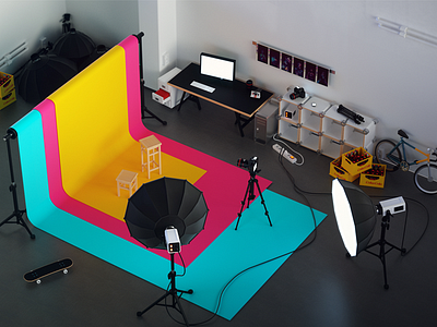 Photo Studio 3D illustration WIP