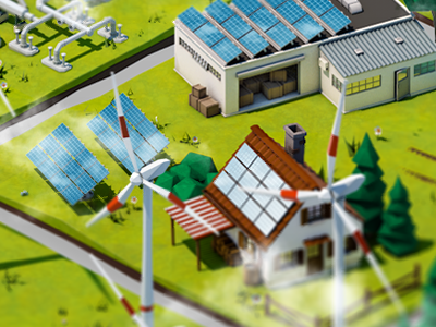 Renewable Energy Tiles 3d animation c4d energy environment green isometric power solar wind