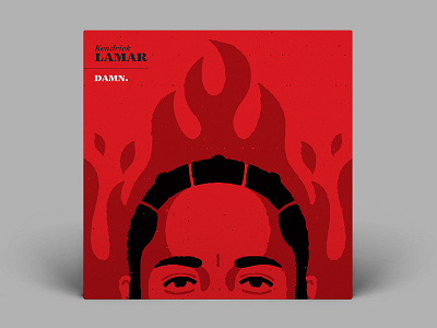 10x17 - Kendrick Lamar "DAMN." album album art album cover fire flat design graphic illustration kendrick lamar music portrait vector