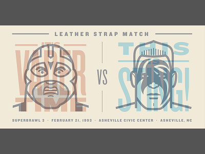 Vader vs. Sting face flat design illustration portrait typography vector wrestling wwe