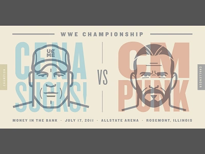 Cena vs. Punk face flat design illustration portrait typography vector wrestling wwe