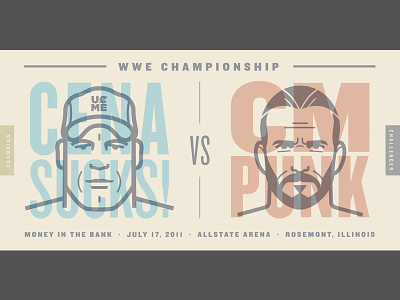 Cena vs. Punk face flat design illustration portrait typography vector wrestling wwe