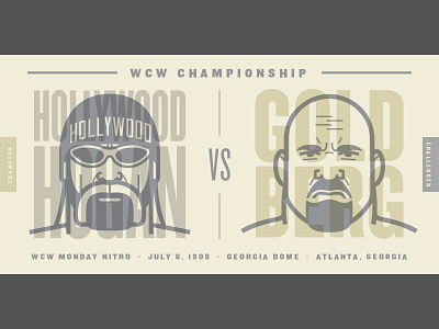 Hogan vs. Goldberg face flat design illustration portrait typography vector wrestling wwe