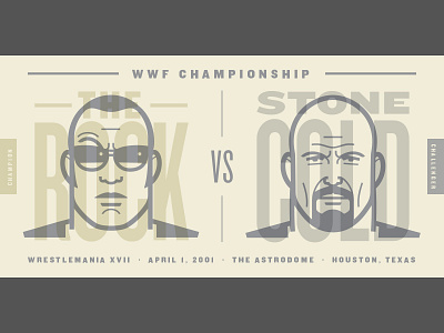 Rock vs. Austin design face flat design illustration overlay portrait typography vector wrestling wwe