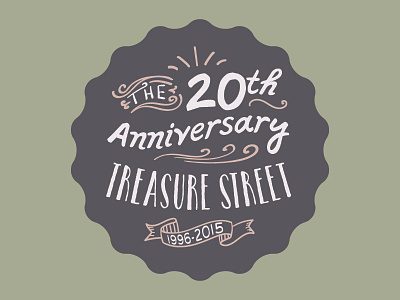 Treasure Street 20th Anniversary Seal anniversary fundraiser kids nonprofit rustic seal typography