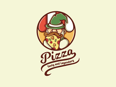 Pizza brand cartoon design food logo pizza