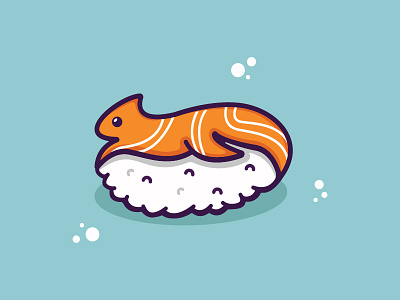 Squishi creative funny logo squirrel sushi