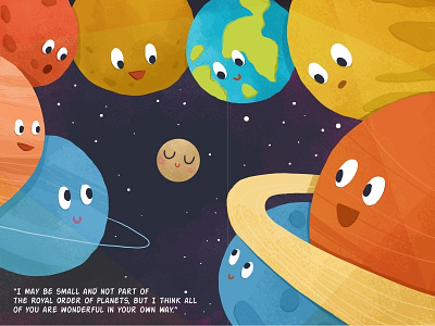 Pluto is the Cutest Planets book charater children cover cute illustration landing page planets train whimsical women