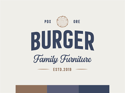 Burger Family Furniture Logo branding design logo typography vintage woodworking logo