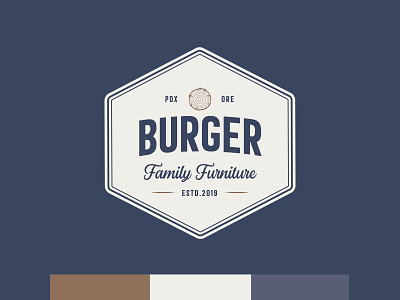 Burger Family Furniture Logo branding design illustration logo typography vintage woodworking logo wordmark wordmark logo