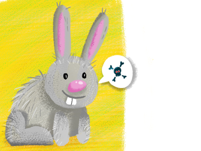 Scraggly Bunny animal bunny childrens gouache illustration paint rabbit