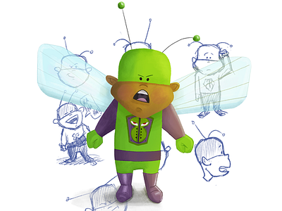 Bug Boy boy bug costume halloween illustration paint superhero texture