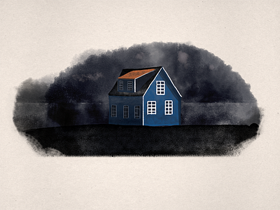 Prairie Storm dim dreary dust bowl house illustration light paint sad watercolor