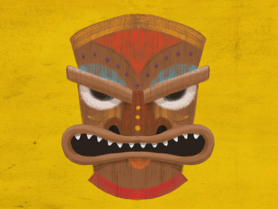 Tiki Demon WIP character illustration mean scary texture tiki tropical villain wood