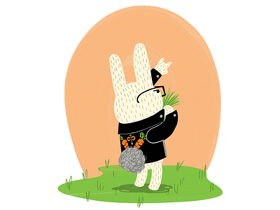 Rock on, Rabbit bunny carrot character food illustration leather nom rabbit rock on