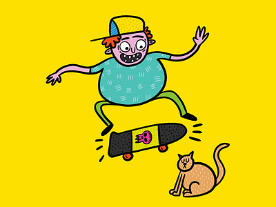 180° Cat Flip 80s bold cat color hot illustration kitty skateboard skating