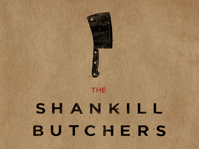 The Shankill Butchers brown butchers cleaver cover creepy ink logo shankill stamp texture the decemberists